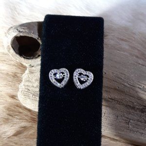Sterling Silver White CZ Heart Earrings Valentines